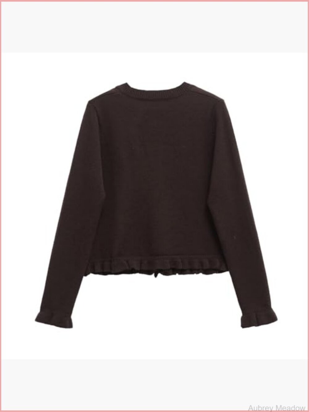 Women's Cropped Cardigan Sweater Crewneck Ruffle Long Sleeve Button Down - Picture 2 of 7